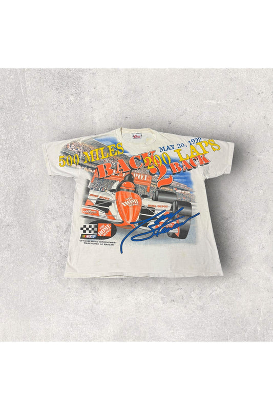 Vintage Chase Authentics 1999 Tony Stewart Back 2 Back NASCAR All Over Print Racing Tee- L