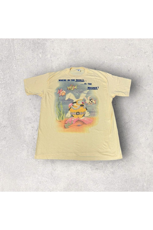 Vintage Single Stitch Where In The World...Is The Washer Tee- XL