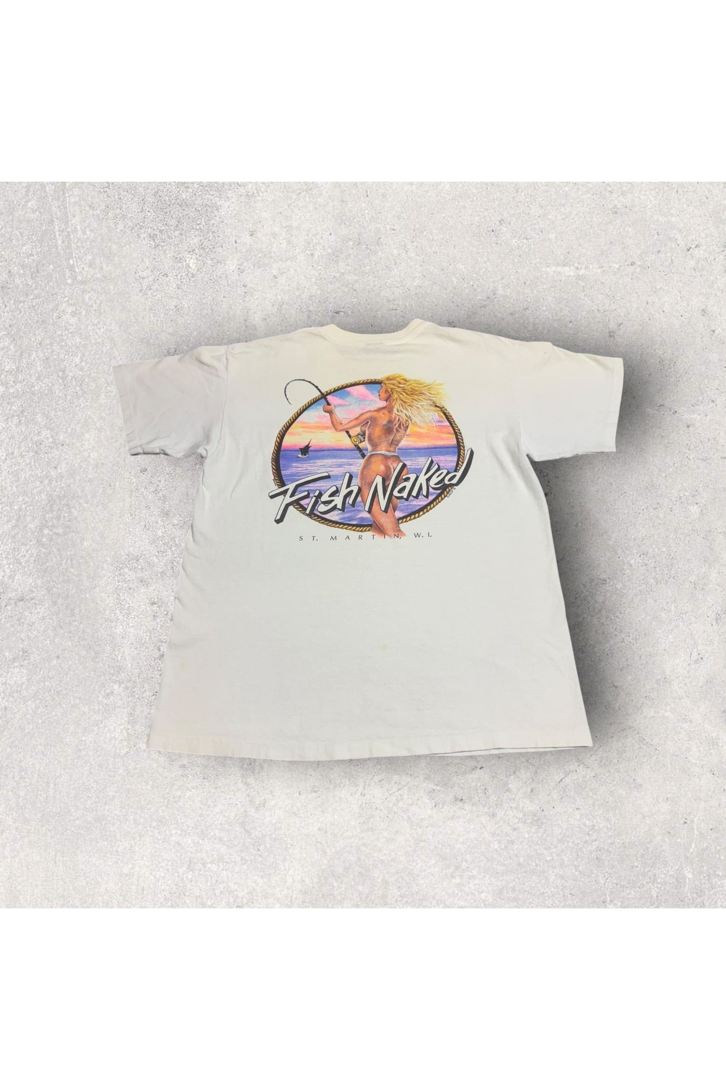 Vintage Altuf Made In USA 1991 Fish Naked Pocket Tee- XL