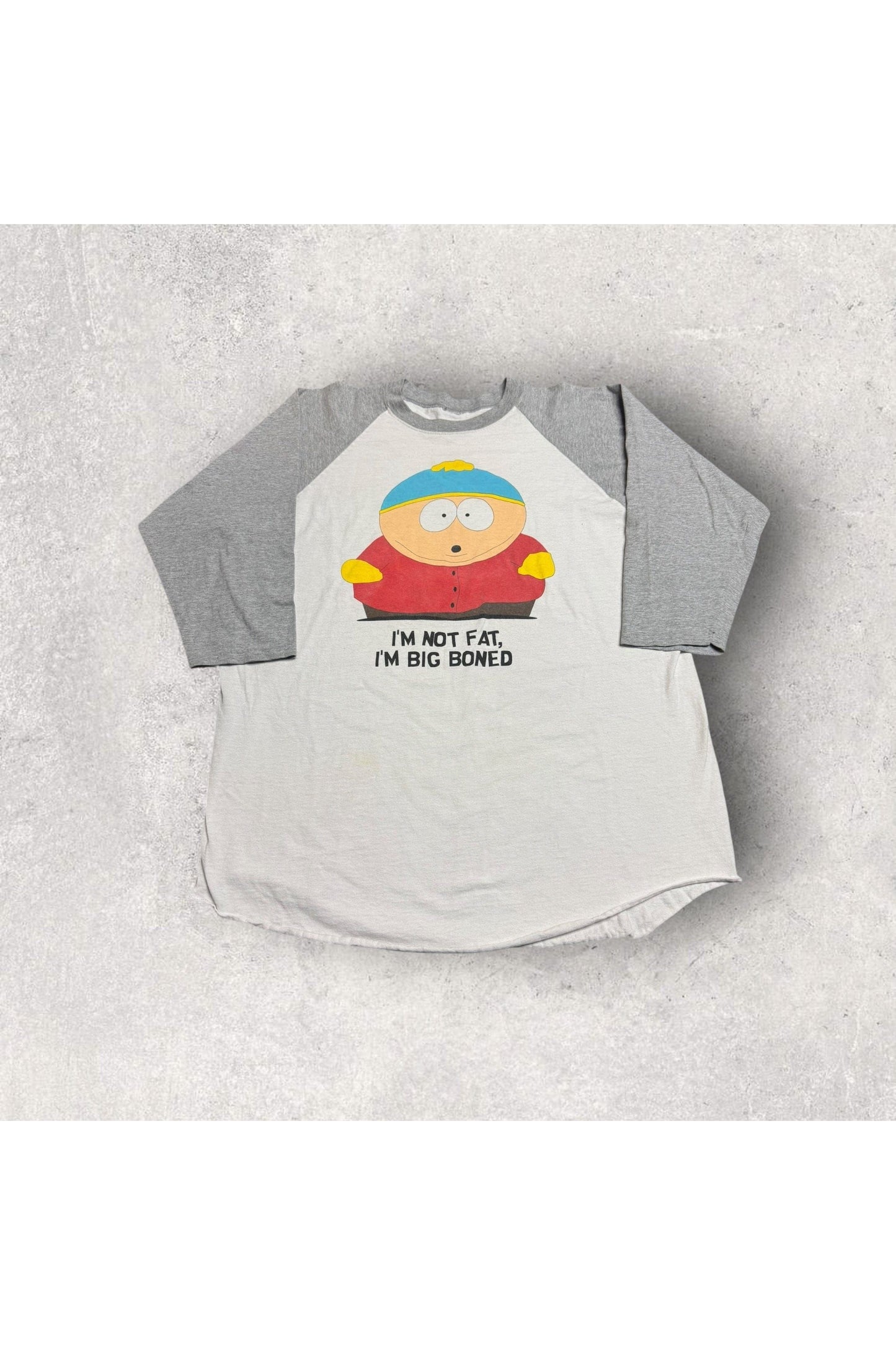 Vintage 1997 South Park Cartman I'm Not Fat, I'm Big Boned 3/4 Sleeve Tee- XL