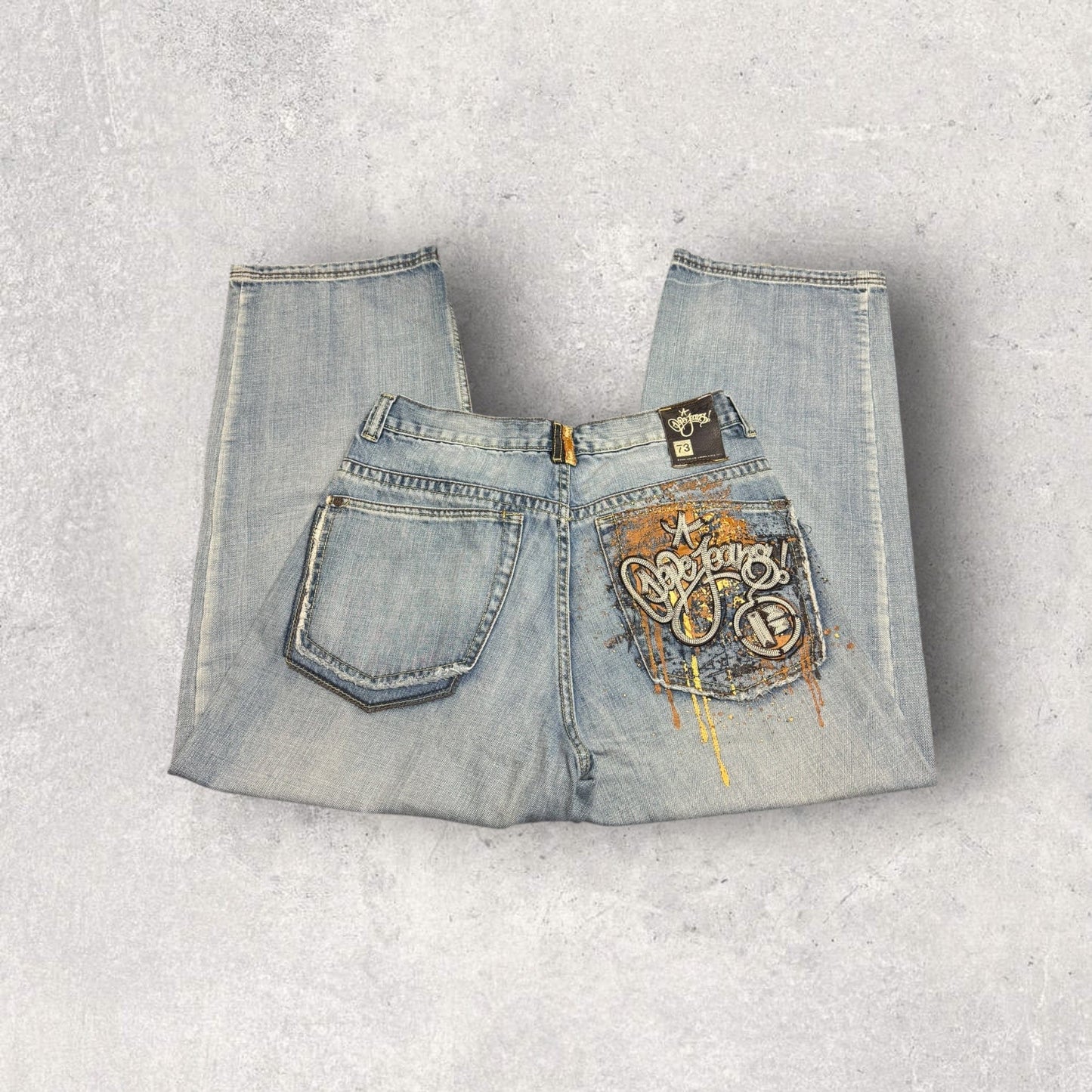 Vintage Pepe Jeans London Embroidered Wide-Leg Denim Jeans- SZ 34 x 29