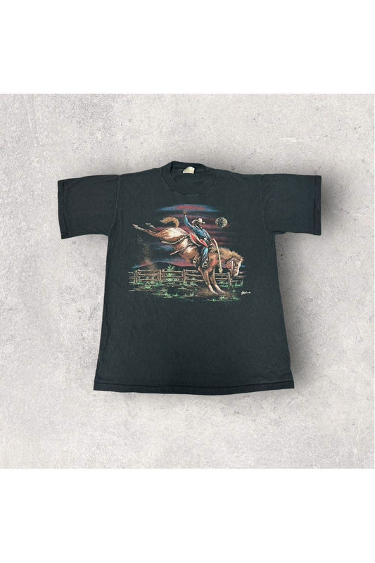 Vintage Single Stitch Hazelwood Premo Cowboy Graphic Tee- L