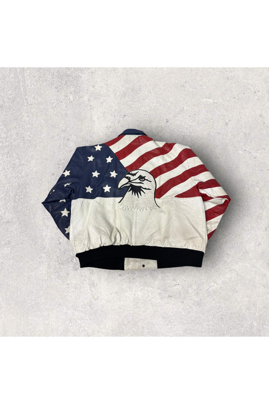 Vintage Pasha American Flag Leather Jacket- L