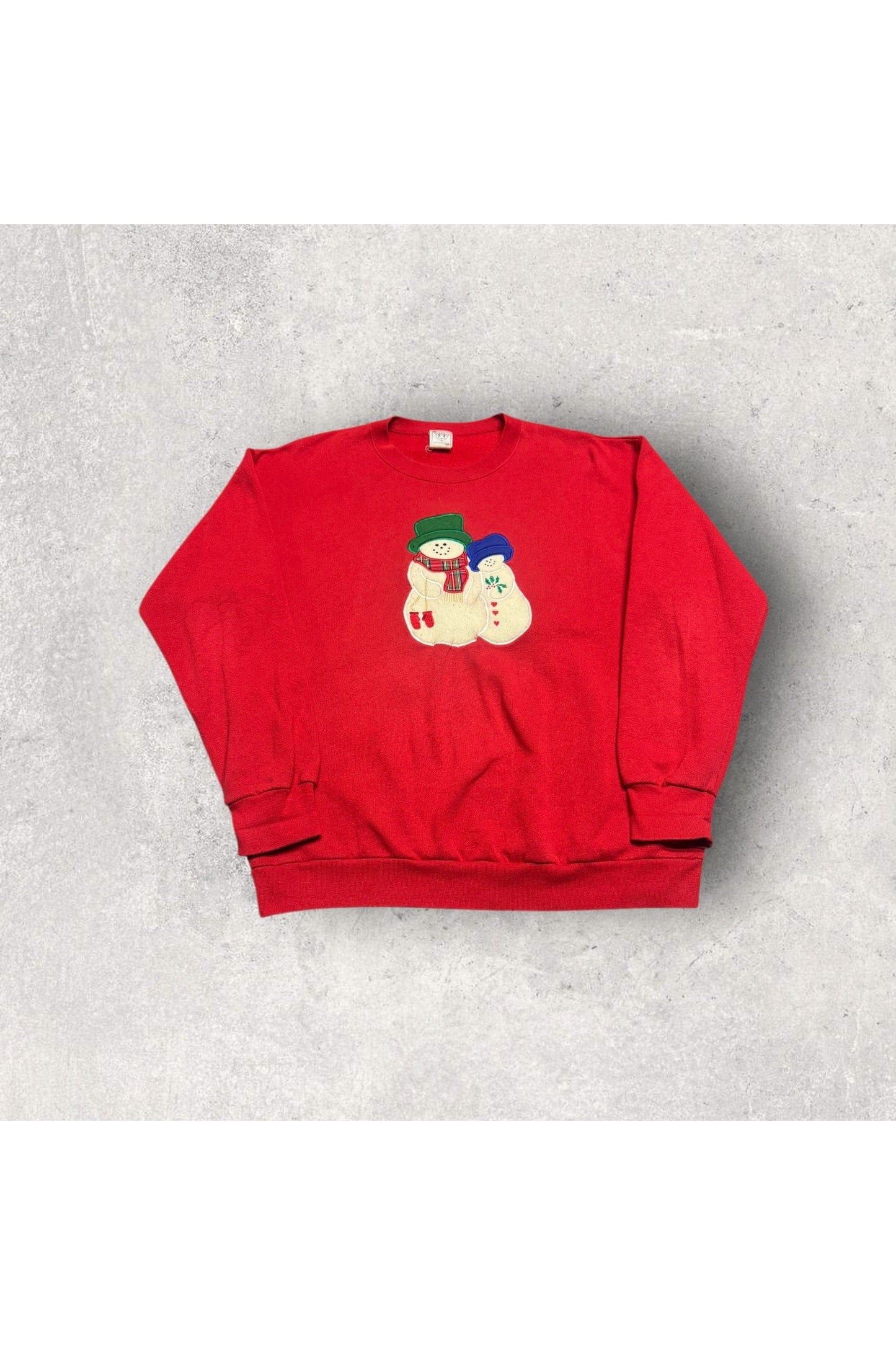Vintage Made In USA Delta Embroidered Snowmen Christmas Crewneck- XL