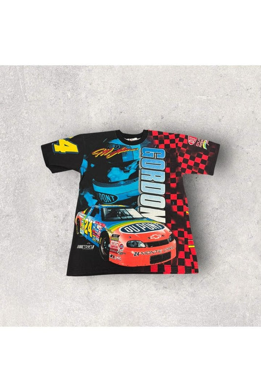 Vintage Deadstock w/out Tags Chase Authentics 1997 Jeff Gordon NASCAR All Over Print Tee- L
