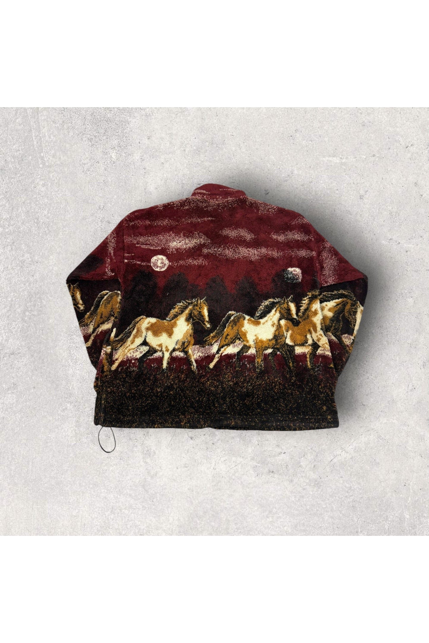 Vintage Mazmania Made In USA Wild Horses All Over Print Fleece Zip Up- XL