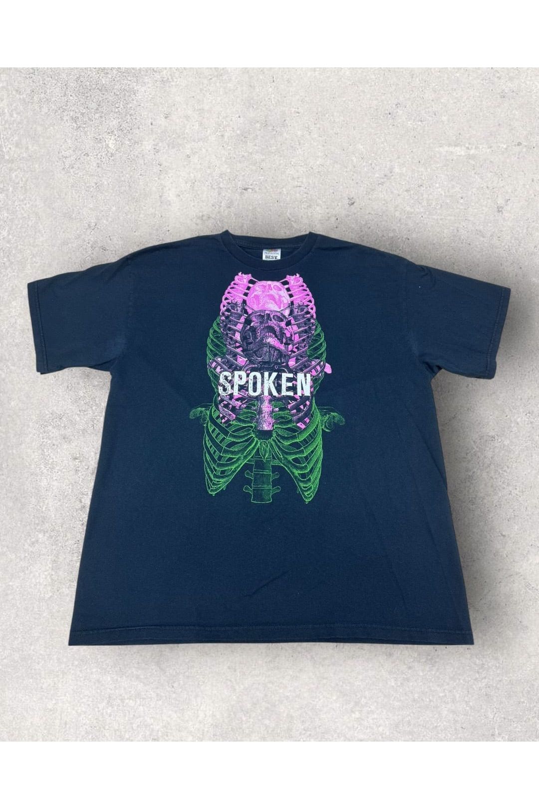Vintage 2000s Y2K Spoken Skeleton Rib Cage Tee- XL