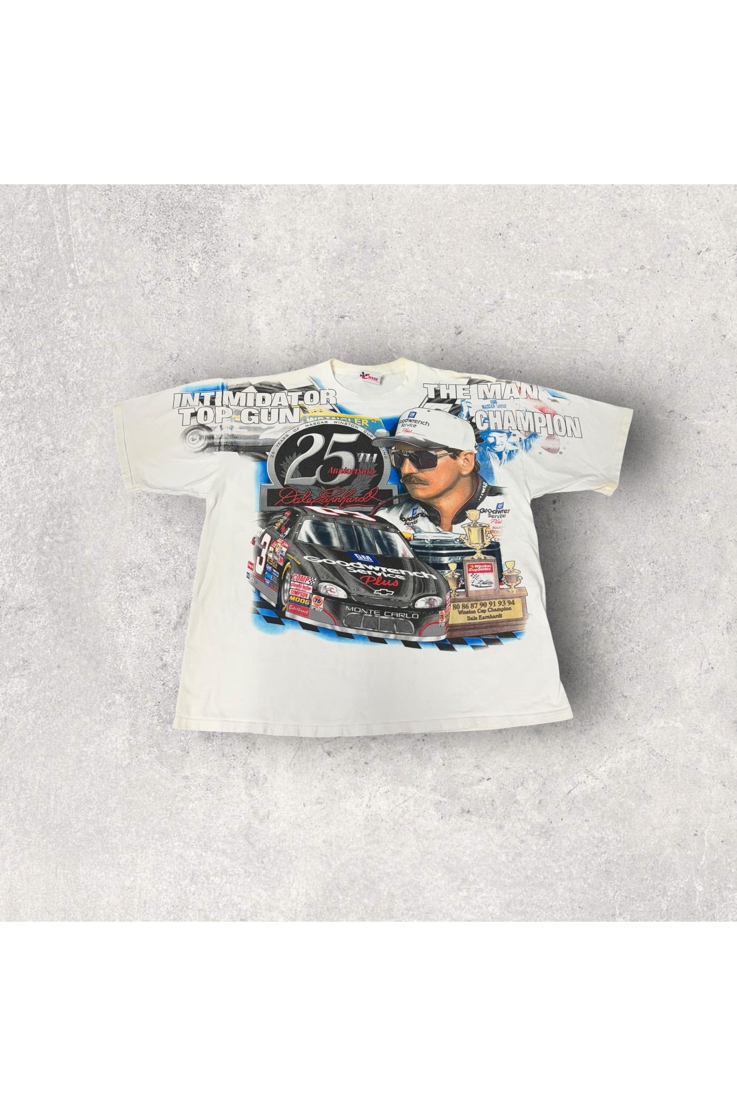 Vintage Chase Authentics Dale Earnhardt 25th Anniversary All Over Print Tee- XL