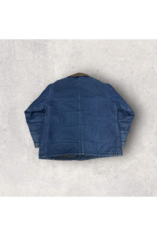 Vintage KEY Embroidered Anderson Trucking Service Blanket Lined Denim Workwear Jacket- 48R