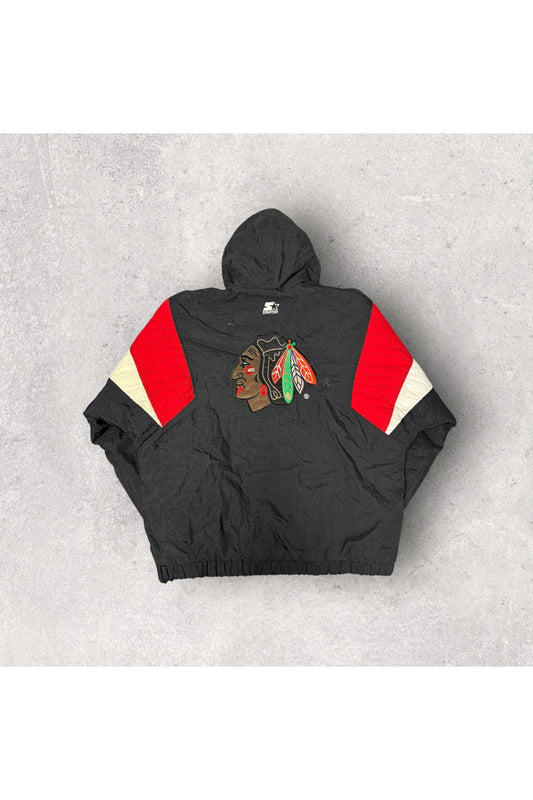 Vintage Starter Chicago Blackhawks Pullover Hooded Winter Jacket- S