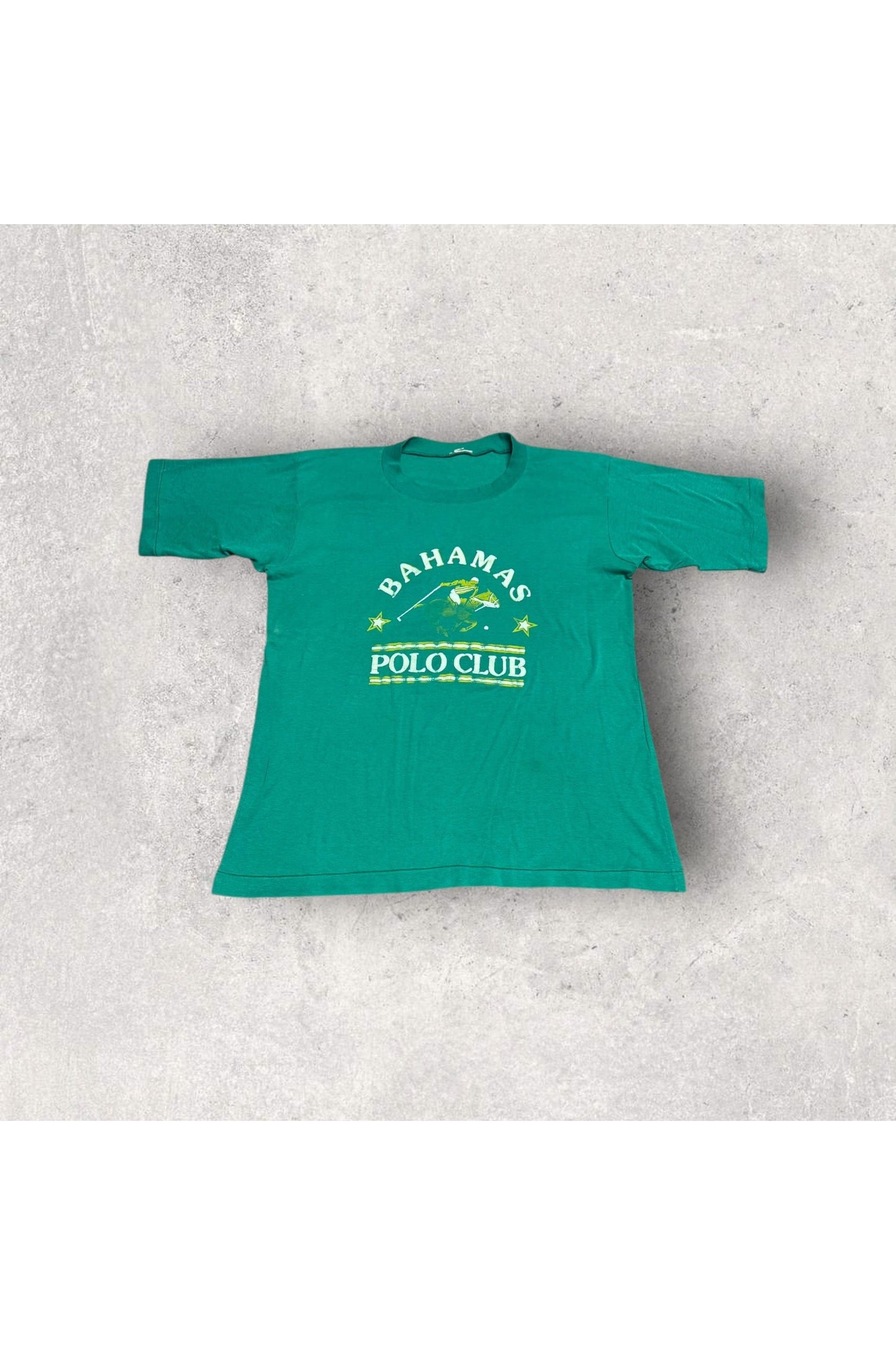 Vintage Single Stitch Bahamas Polo Club Puff Print Tee- L