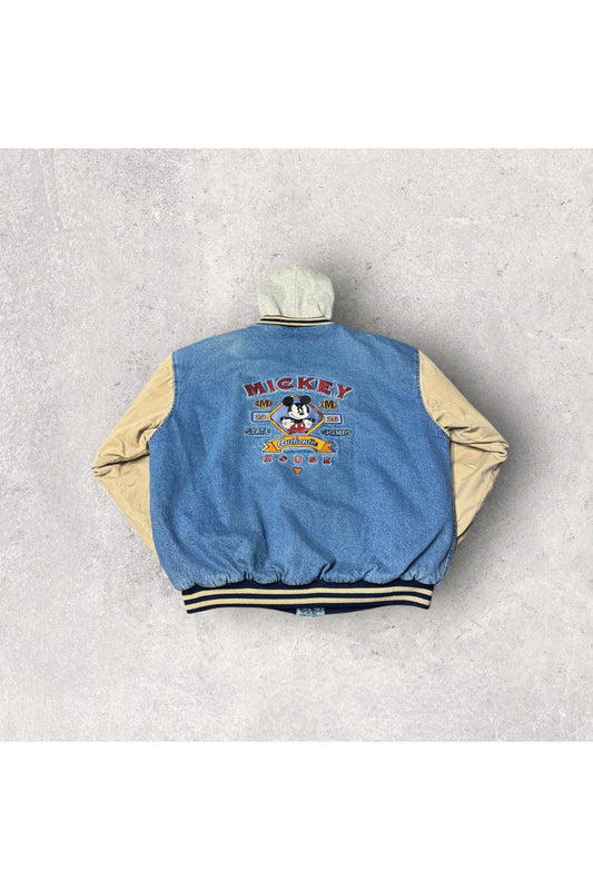 Vintage Disney Mickey Mouse Original Embroidered Hooded Varsity Jacket- L