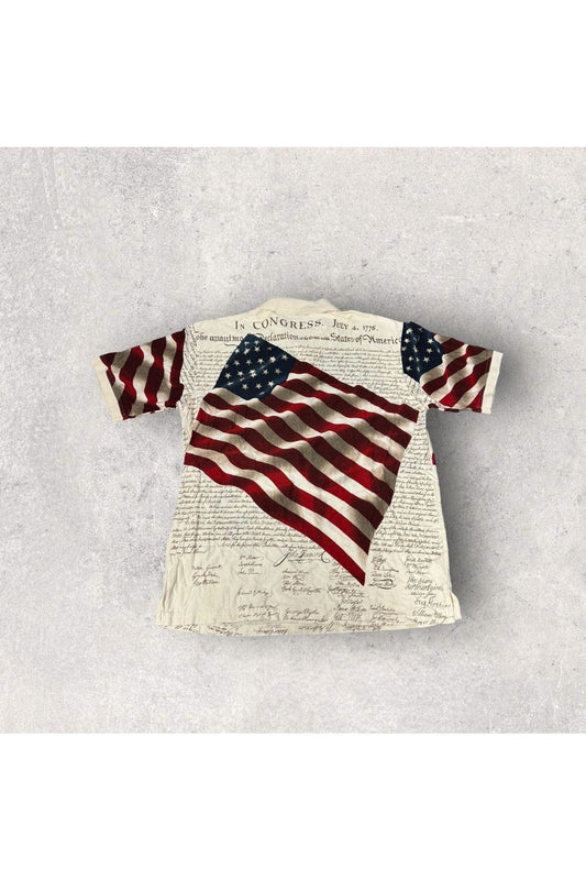 Vintage Cotton Traders Sport Declaration of Independence All Over Print Polo- L
