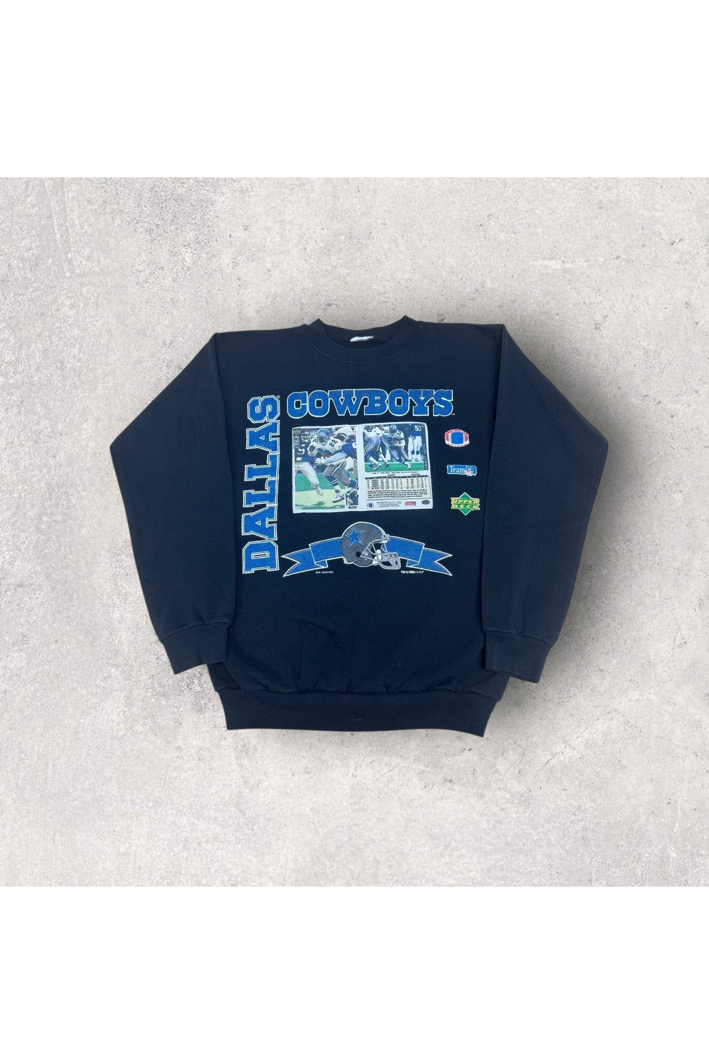 Vintage 1994 Dallas Cowboys Upper Deck Emmitt Smith Trading Card Crewneck- S