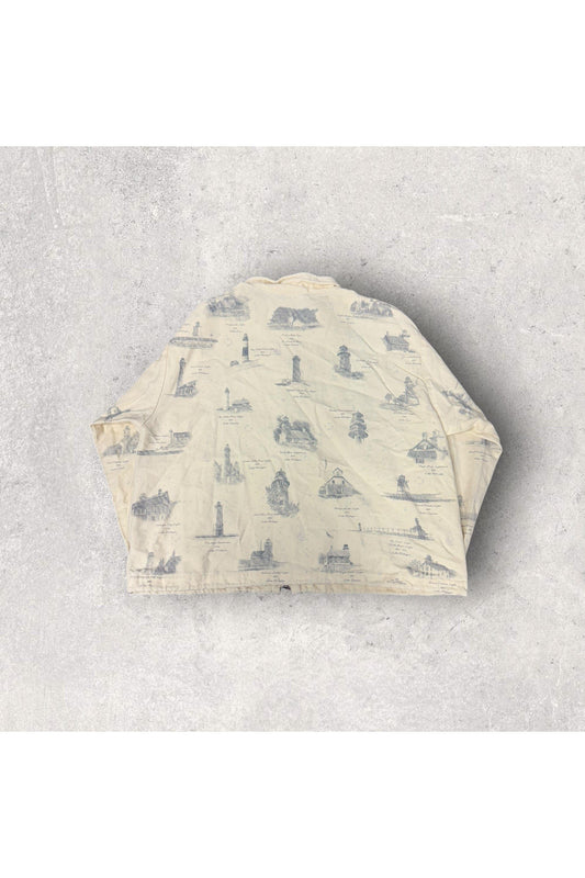 Vintage Artisans Sunschein Designs Made In USA Lighthouses Full Zip Light Jacket- XL