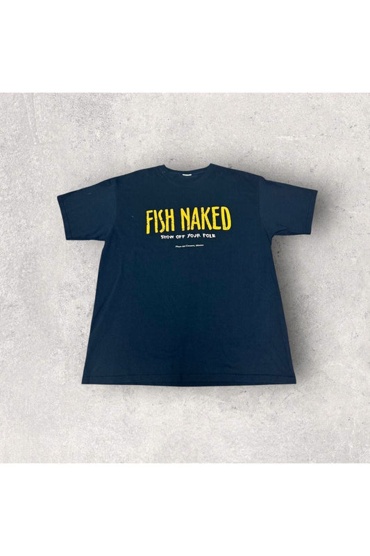 Vintage 2000s Fish Naked Show Off Your Pole Playa del Carmen, Mexico Tee- XL
