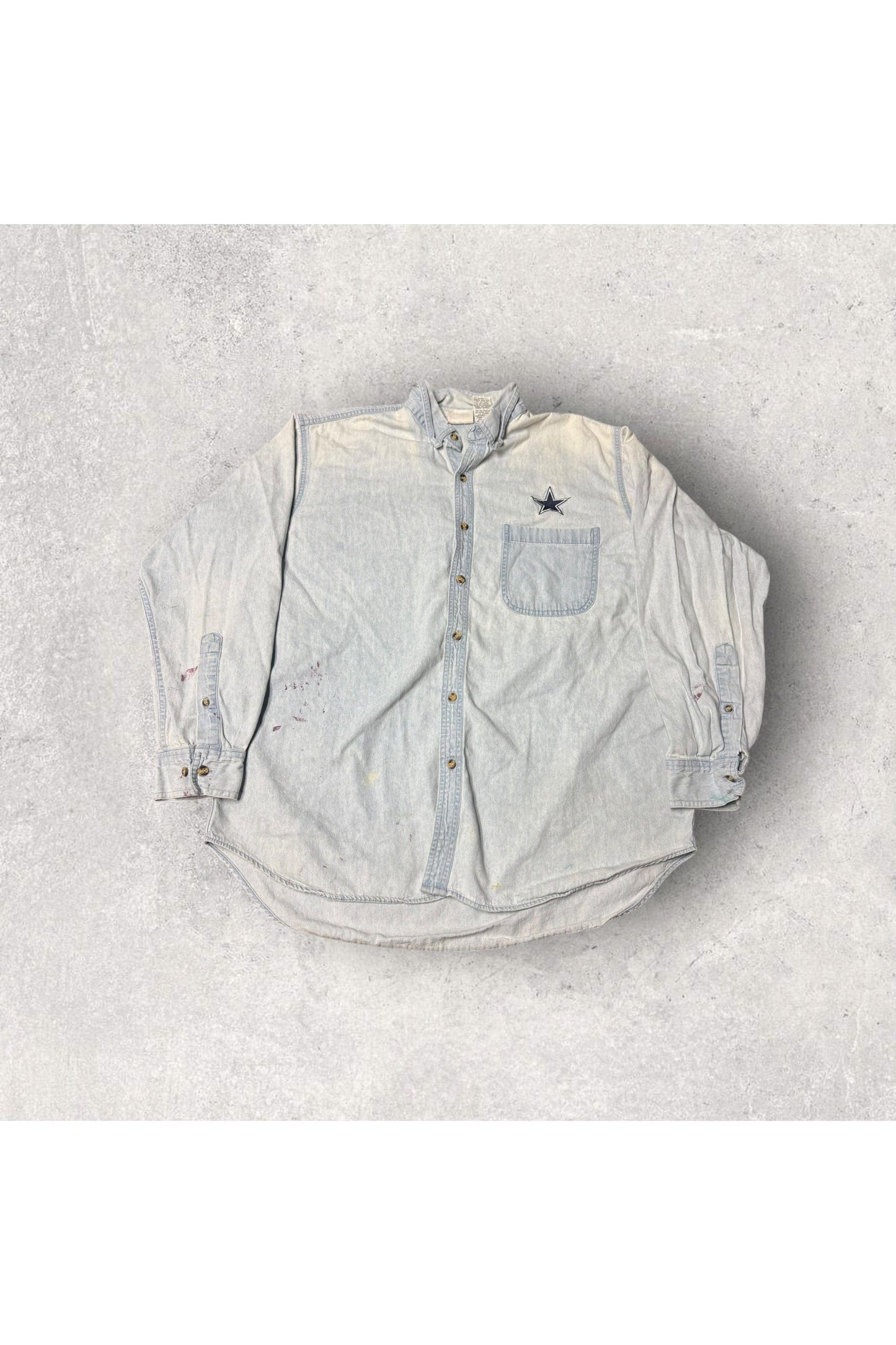 Vintage The Edge Dallas Cowboys Long Sleeve Denim Button Up- L