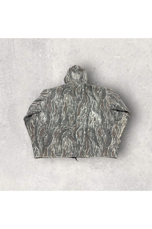 Vintage Tree Bark Hooded Camo Jacket- S/M