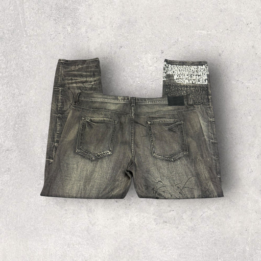 Vintage Y2K Parish Nation Distressed Baggy Fit Acid Wash Splatter Jeans - SZ 42 x 32