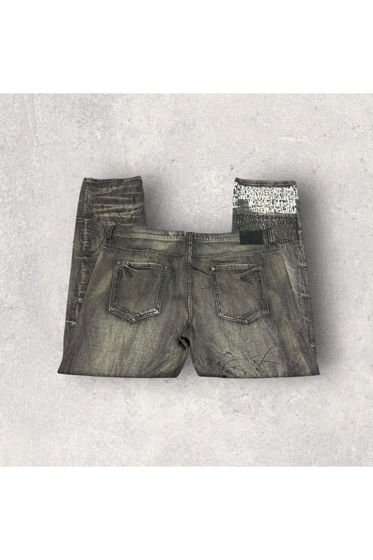 Vintage Y2K Parish Nation Distressed Baggy Fit Acid Wash Splatter Jeans - SZ 42 x 32