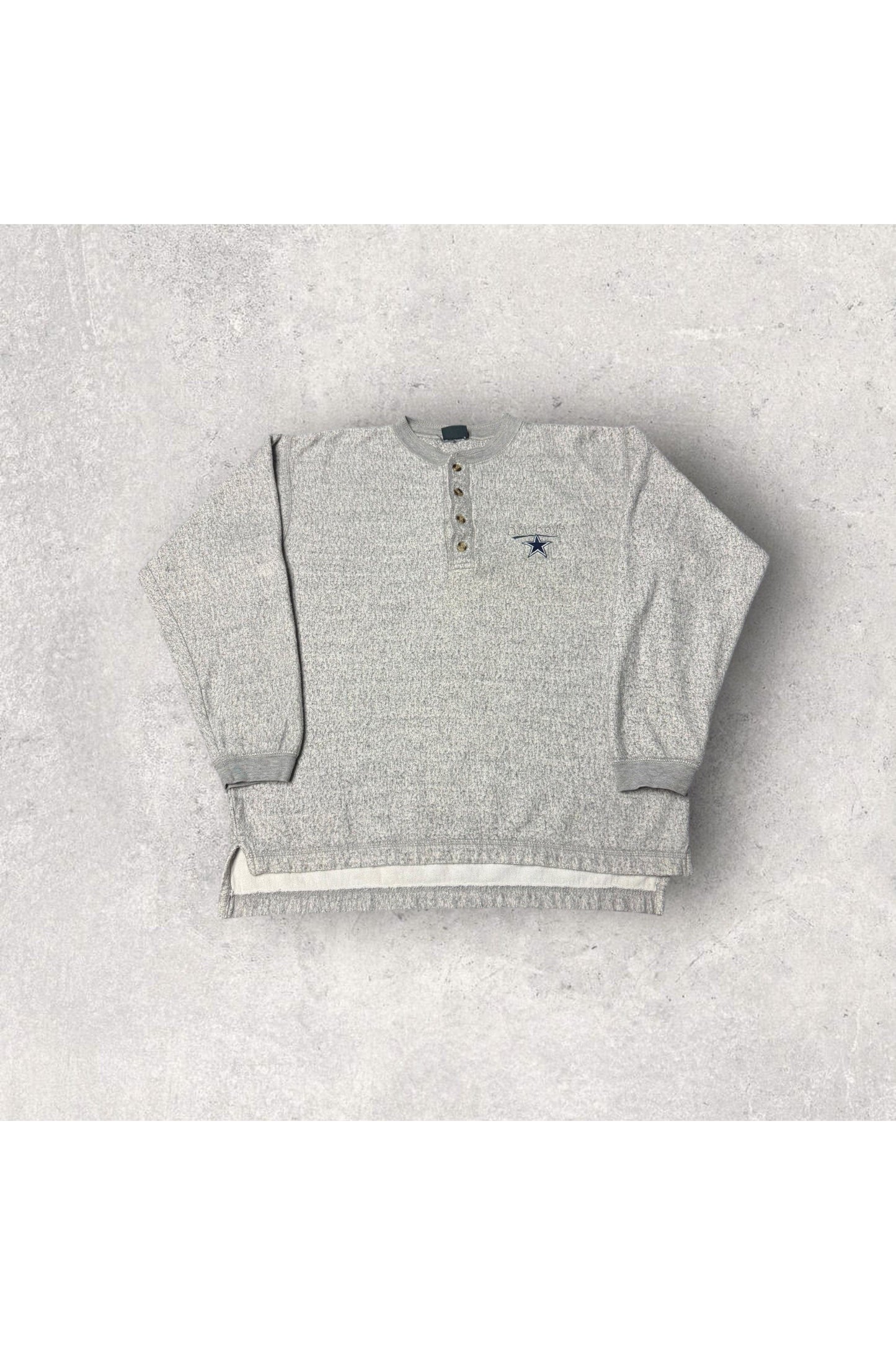 Vintage The Edge Dallas Cowboys Embroidered Button Up Crewneck- L