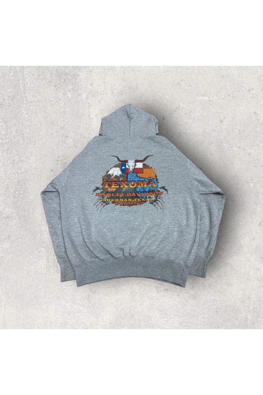 Vintage Y2K Texoma Harley-Davidson Skull All Over Print Hoodie- XL