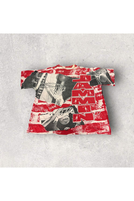 Vintage Okina Single Stitch JAMMIN' All Over Print Basketball Tee- XL