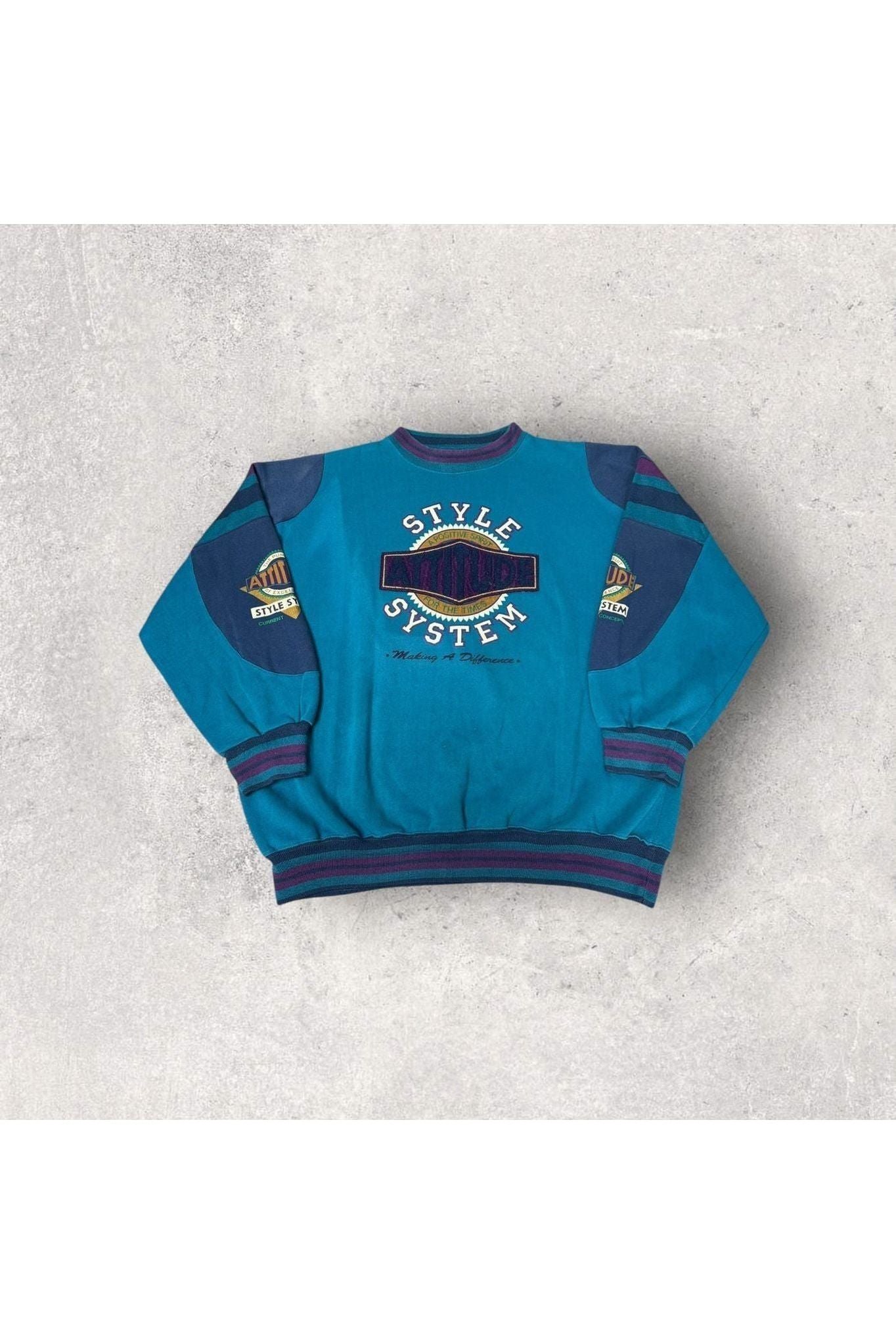 Vintage Todays News Attitude Style System A Positive Spirit For The Times Crewneck- L
