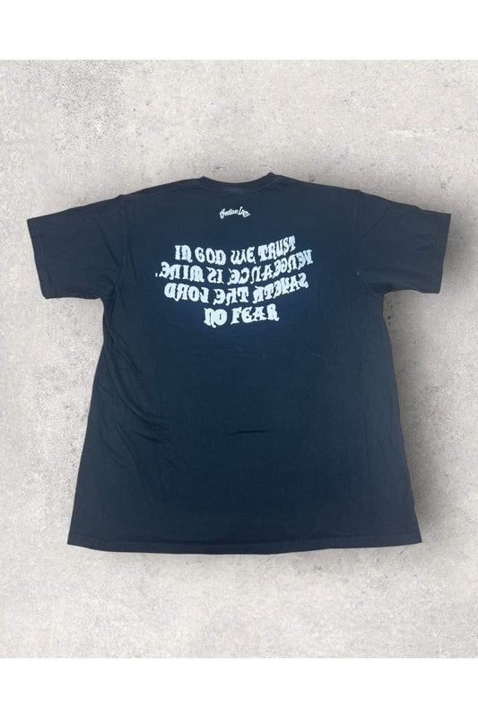 Vintage 2000s Y2K Indian Larry New York In God We Trust Biker Tee- L