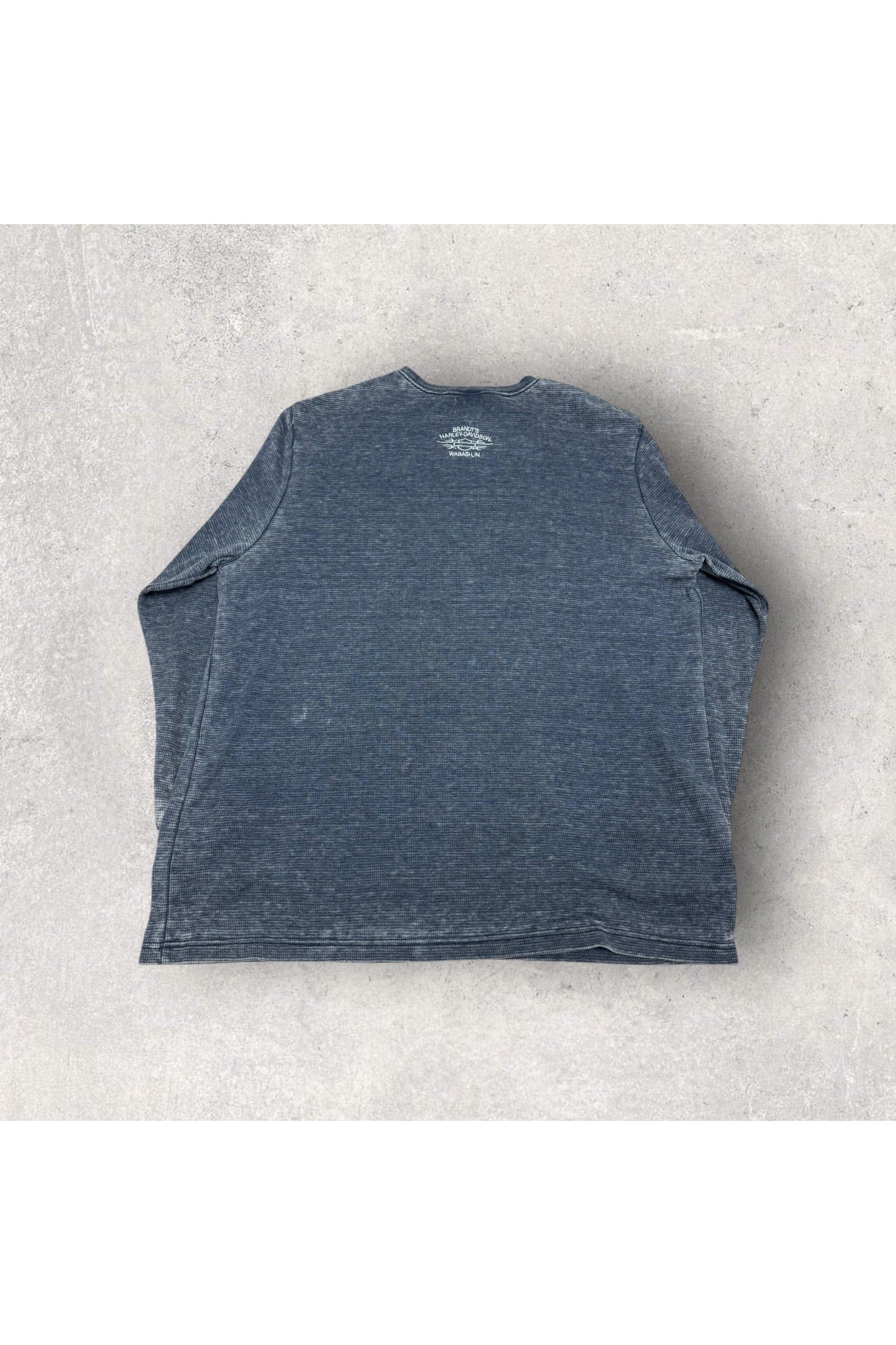 2000s Brandt's Harley-Davidson Waffle Knit Embroidered Long Sleeve- XXL