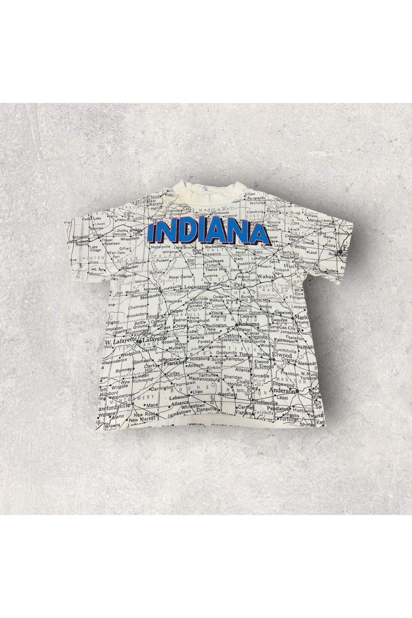 Vintage Sun Sportswear Indiana Map All Over Print Tee- L