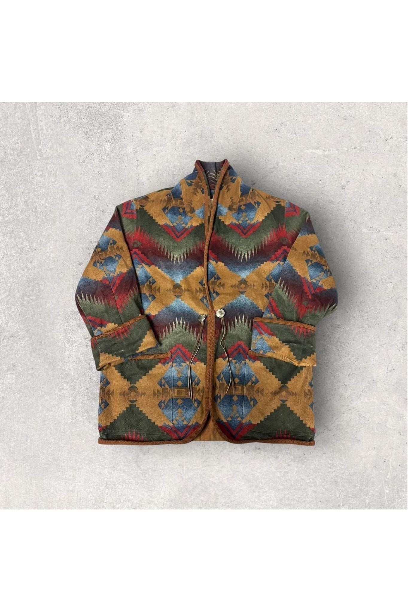 Vintage Jones New York Sport Aztec Southwest Canvas Light Jacket- M