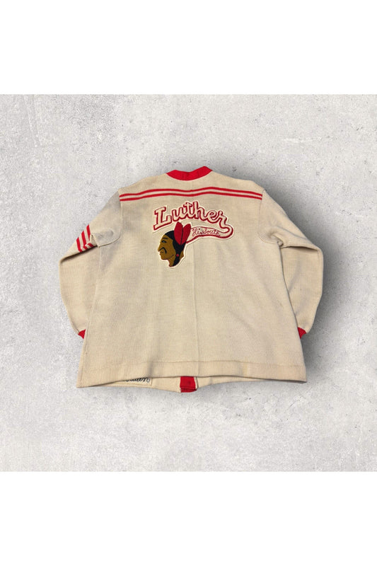 Vintage Logan Knitting Mills 1967 Luther Hill South Highschool Chicago Knit Cardigan Sweater- XL