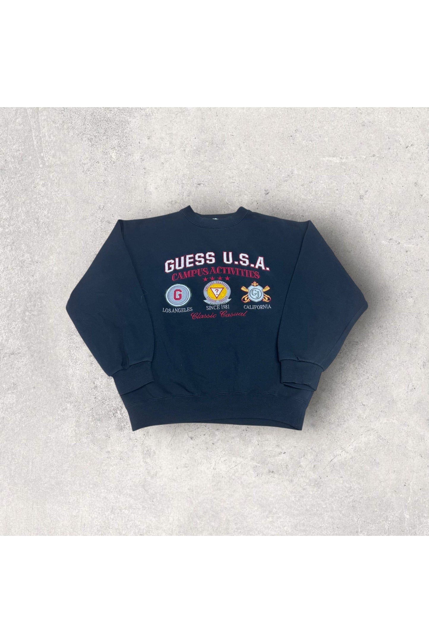 Vintage GUESS USA Campus Activities Embroidered Crewneck- M