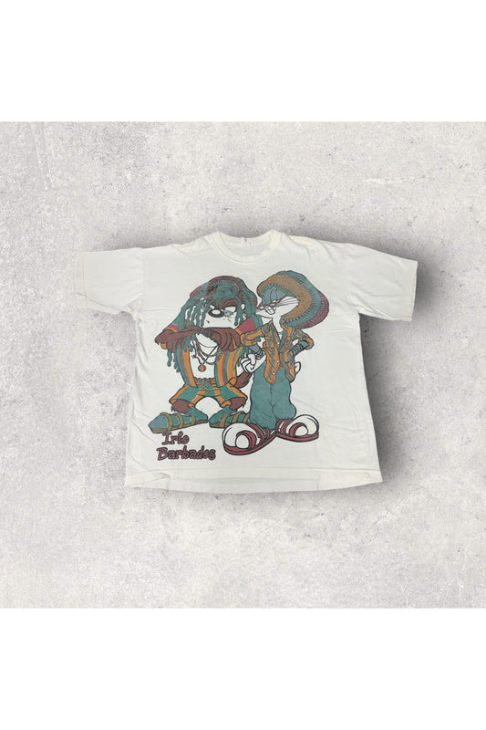 Vintage 90s Bugs Bunny x TAZ Irie Barbados Rasta Reggae Tee- XL