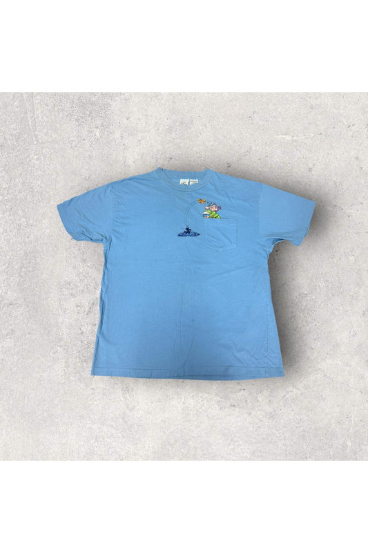 Vintage The Disney Store Snow White Dopey Fishing Embroidered Pocket Tee- XL