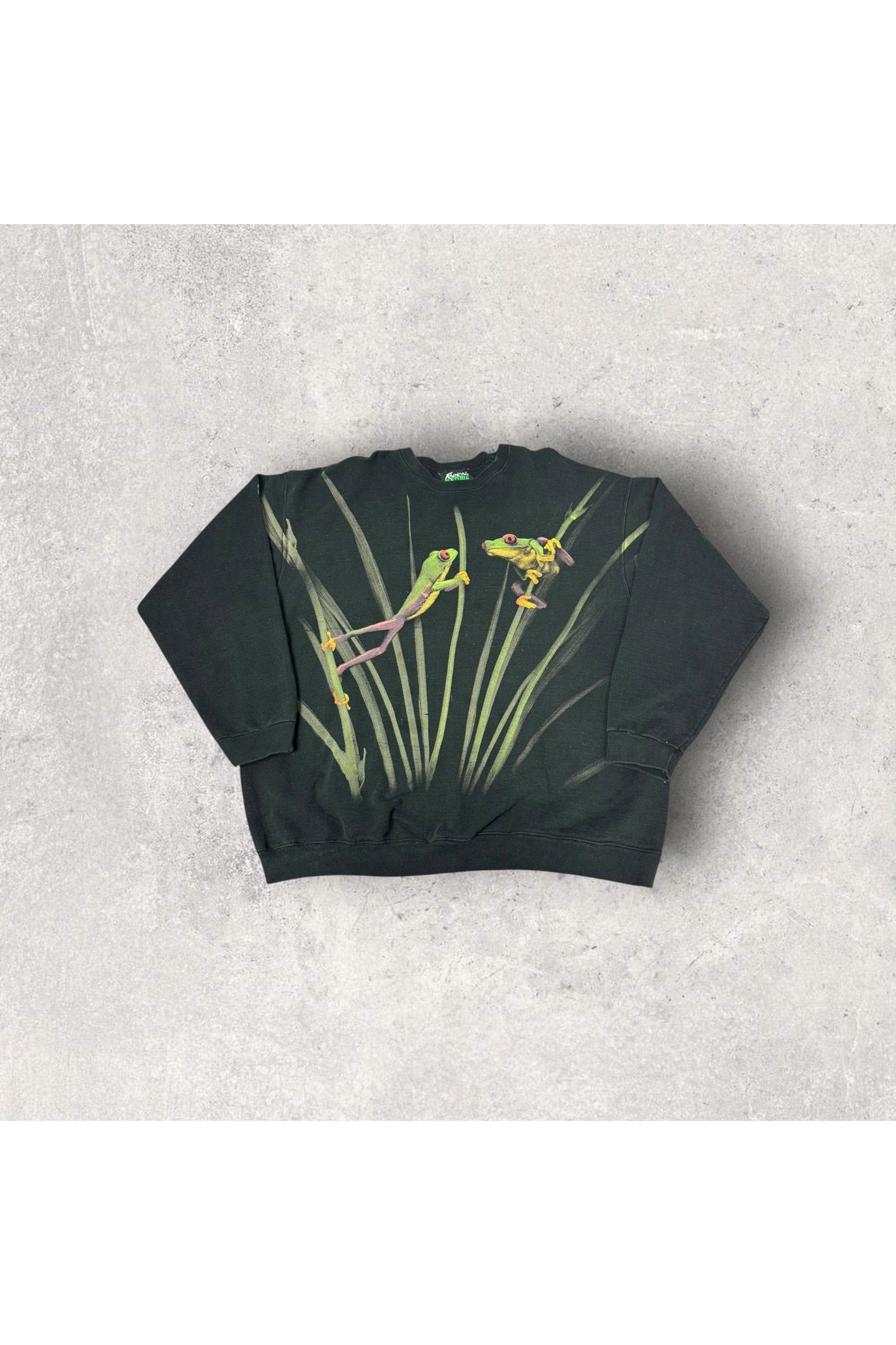 Vintage Radical Nature Made In USA Frog All Over Print Crewneck- XXL