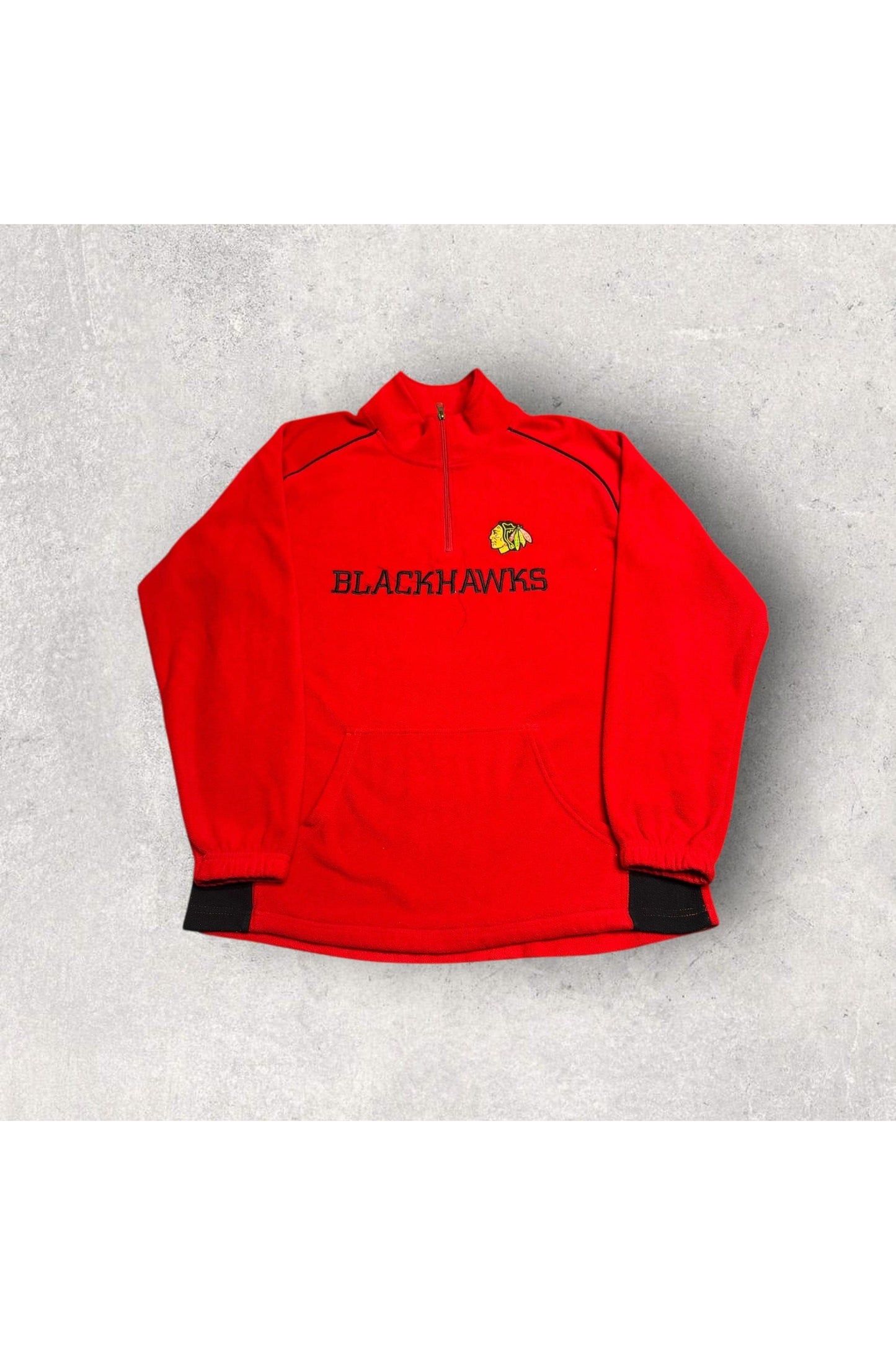 Vintage 2000s Chicago Blackhawks Embroidered 1/4 Zip Fleece Pullover- M