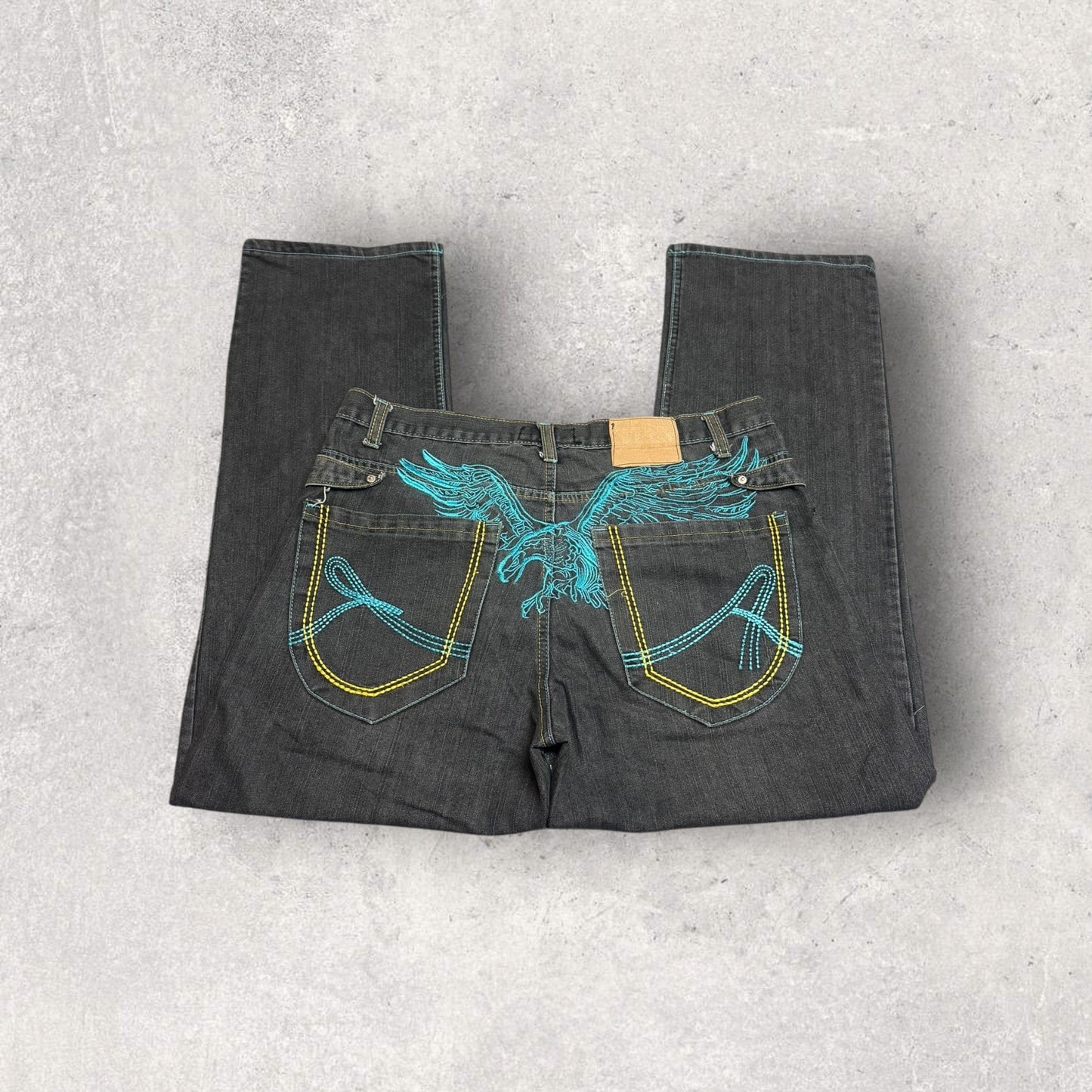 Vintage Y2K Red Ape Authentic Baggy Fit Embroidered Jeans- SZ 36 x 32