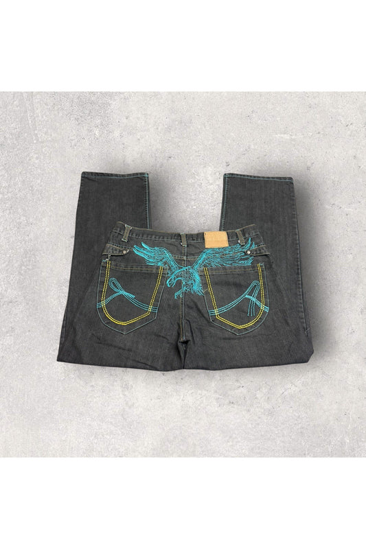 Vintage Y2K Red Ape Authentic Baggy Fit Embroidered Jeans- SZ 36 x 32