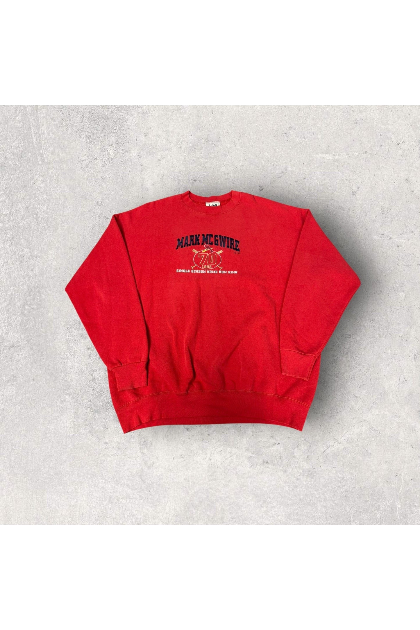 Vintage Lee Sport St. Louis Cardinals Mark McGuire 1998 Single Season Home Run King Embroidered Crewneck- XXL