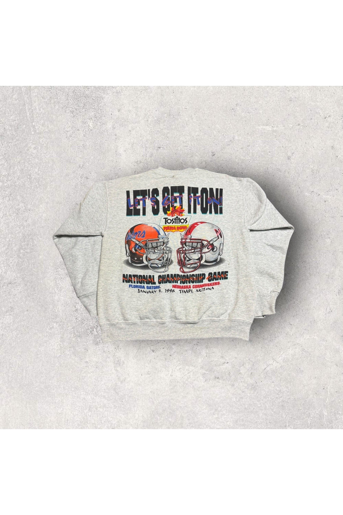 Vintage 1996 Tostitos Fiesta Bowl Florida Gators vs. Nebraska Nation Championship Game Crewneck- M