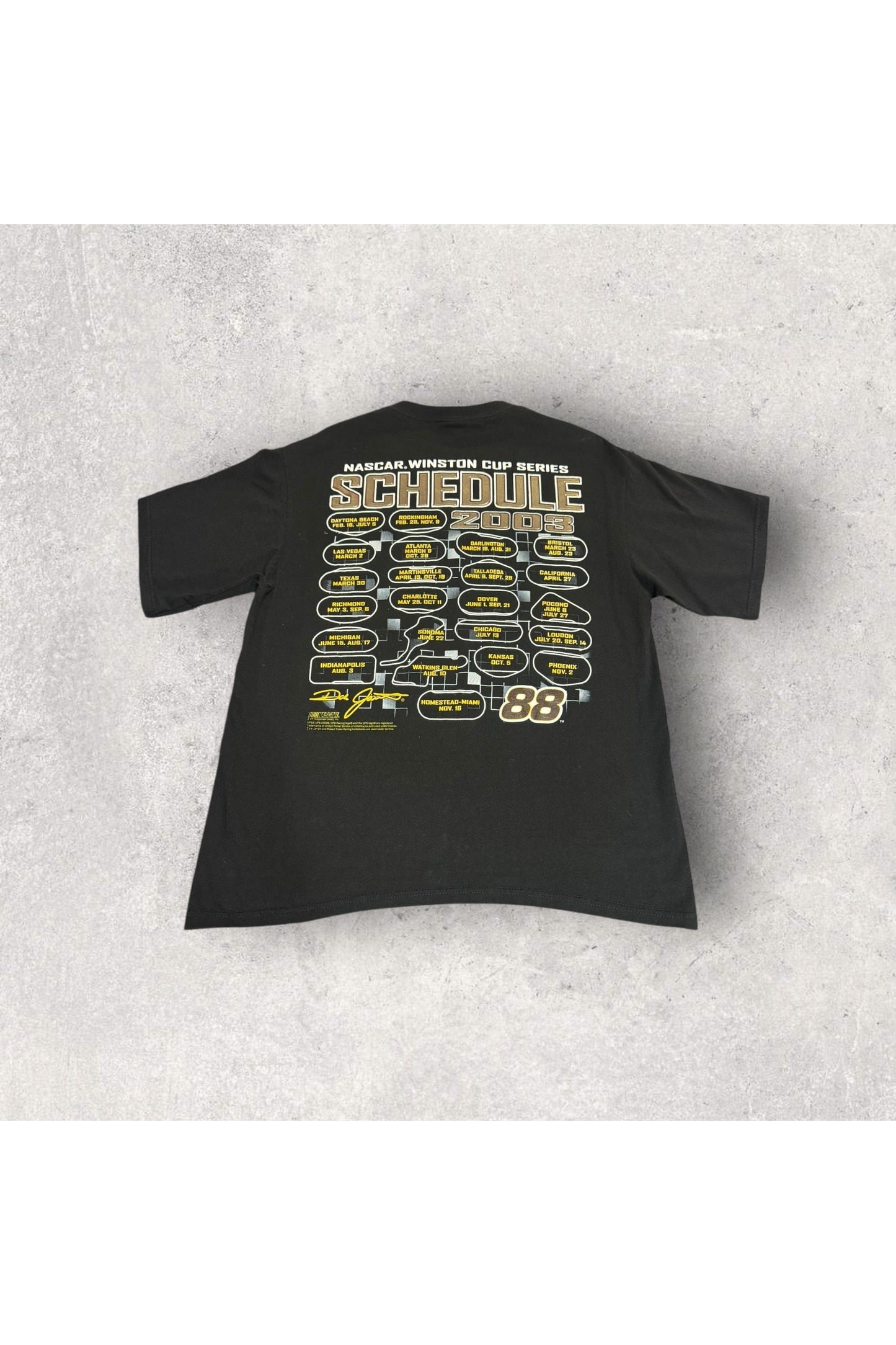 Vintage Chase Authentics 2003 Dale Jarrett NASCAR Winston Cup Series Schedule Tee- L