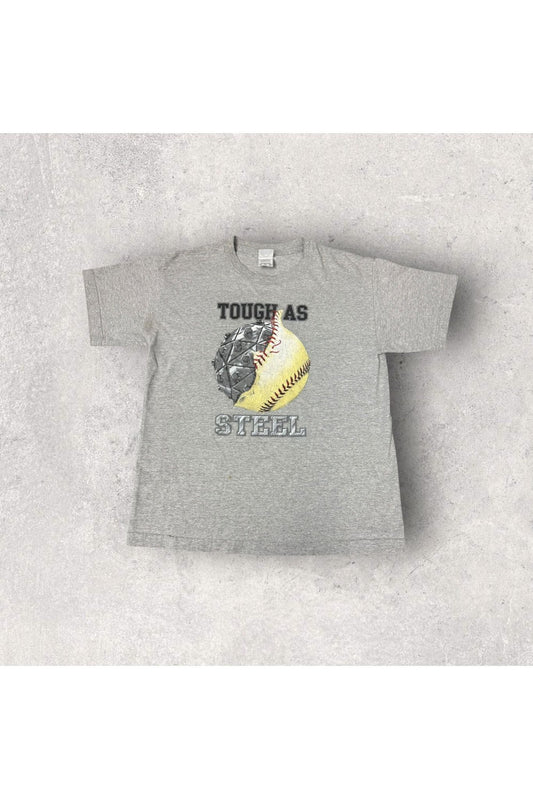 Vintage Made In USA Tough As Steel Baseball Tee- YTH XL