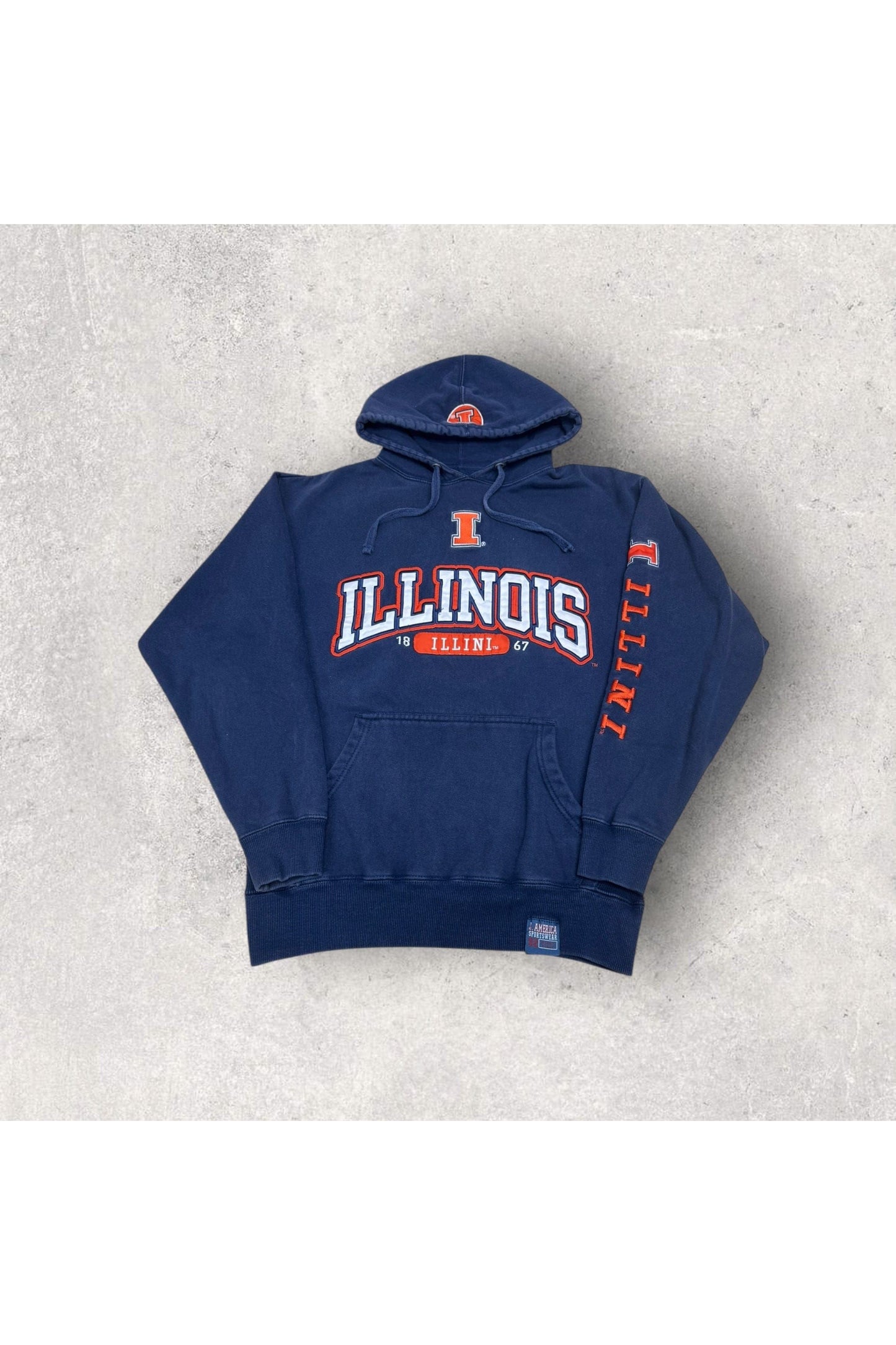 Vintage J. America Sportswear University of Illinois Embroidered Hoodie- M