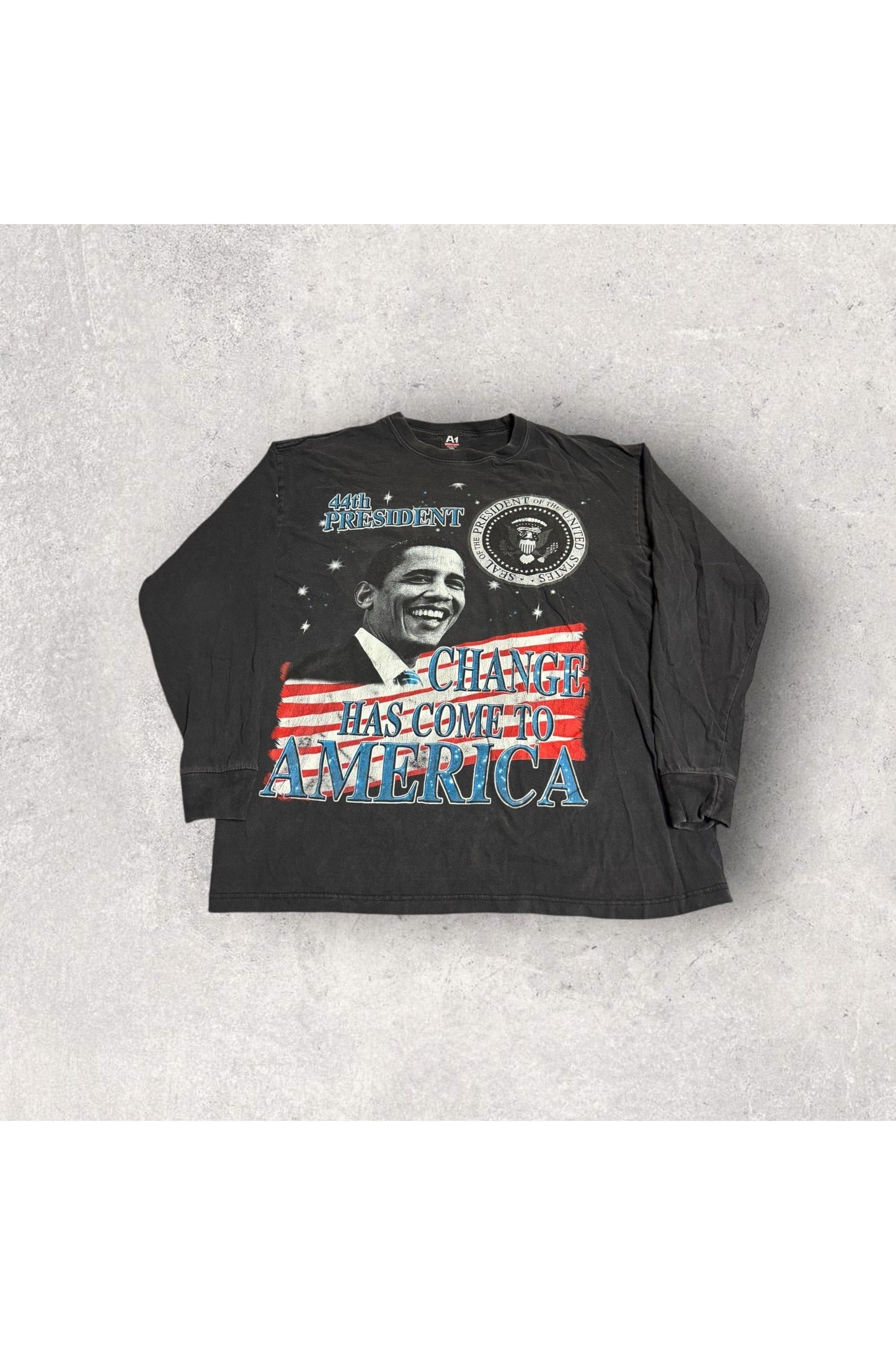 Vintage A1 Sports Wear Barack Obama Change Has To Come To America 44th President Long Sleeve- 3XL