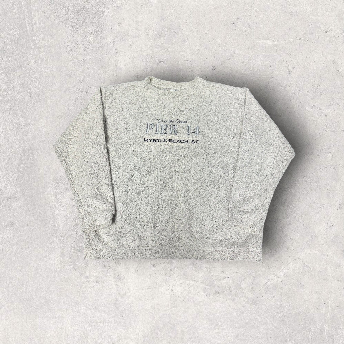 Vintage Trade Winds USA Over The Ocean Pier 14 Myrtle Beach, SC Crewneck- L
