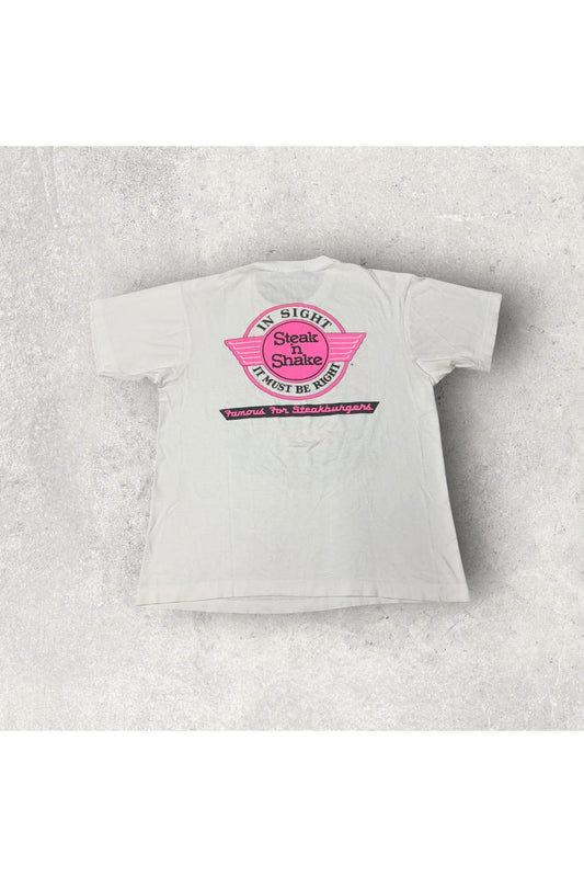 Vintage 90s Fruit of the Loom Steak N' Shake Tee- L