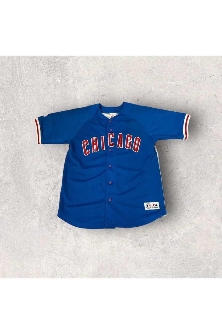 Vintage Majestic Chicago Cubs Derrek Lee Youth Baseball Jersey- YTH L(14-16)