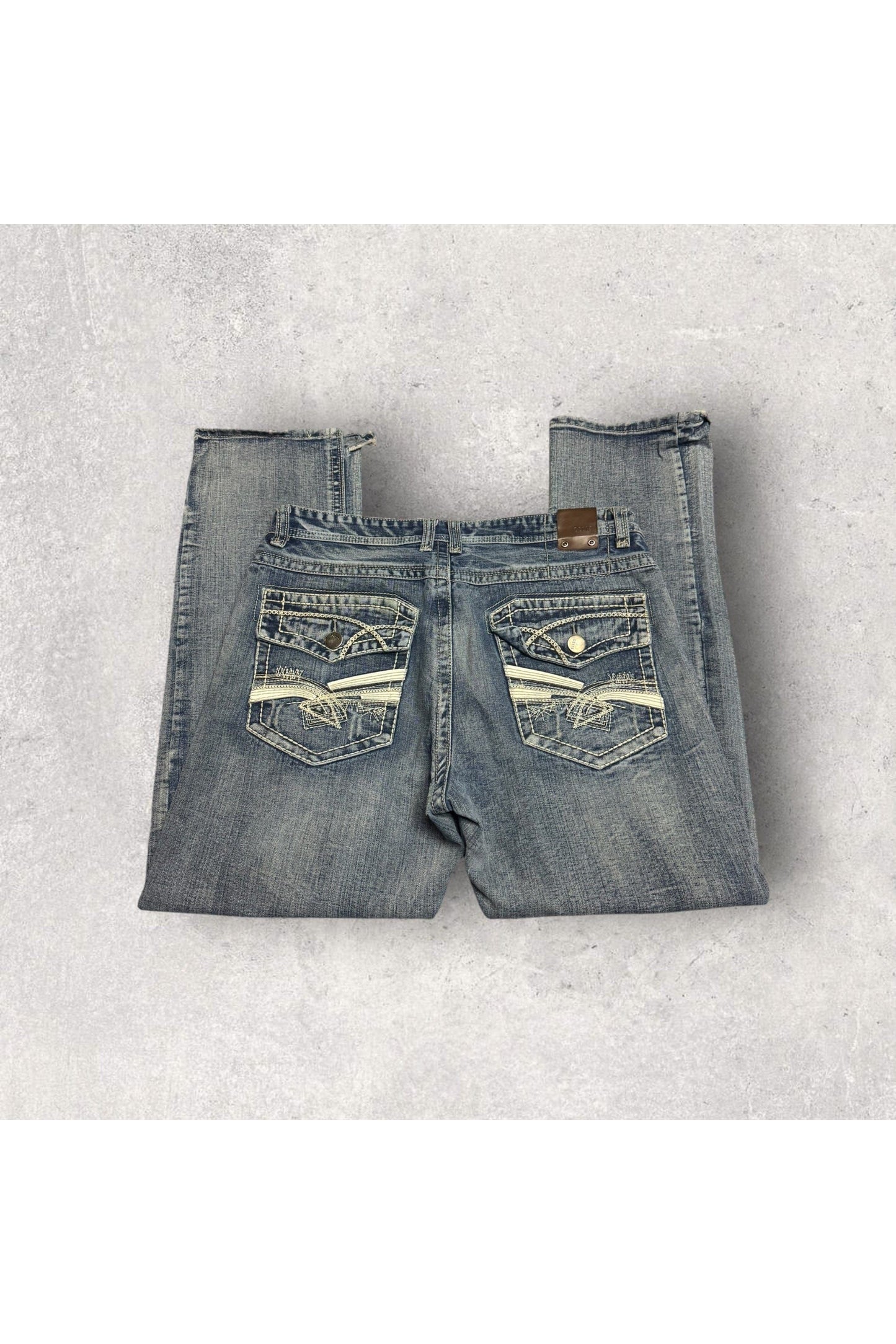 Vintage Y2K GS115 Distressed Denim Slim Fit Embroidered Pockets Jeans- SZ 36 x 31